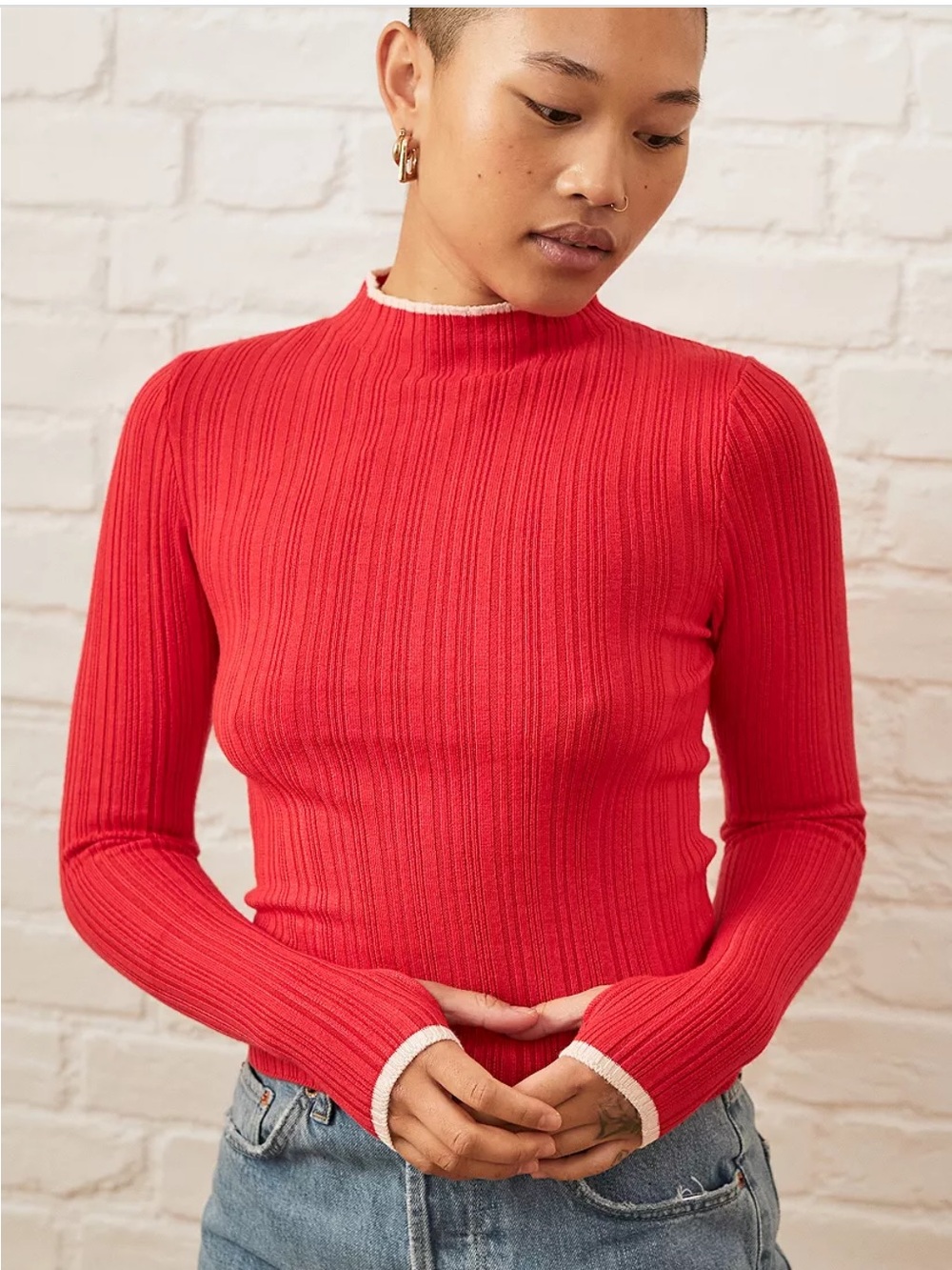 Urban Outfitters Kiara Open Back Ribbed Long Sleeve Top